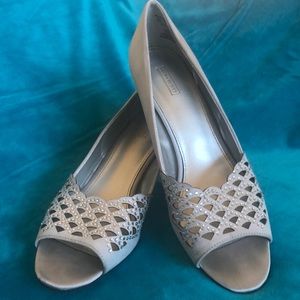 Laura Scott Satin Silver Heels